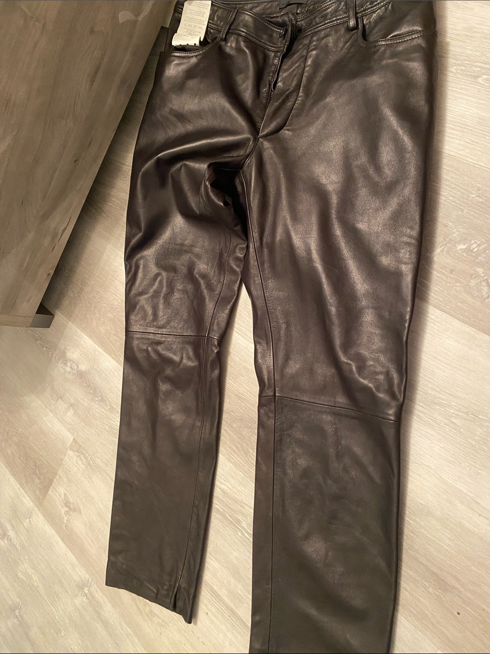 Helmut Lang leather genuine Black Straight Leg Pants size 10 waist 36 in - Picture 6 of 9